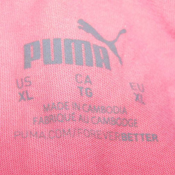 Puma Womens XL Pink Sleeveless Crop tank Workout Causal Shirt Back Spellout - Picture 2 of 7